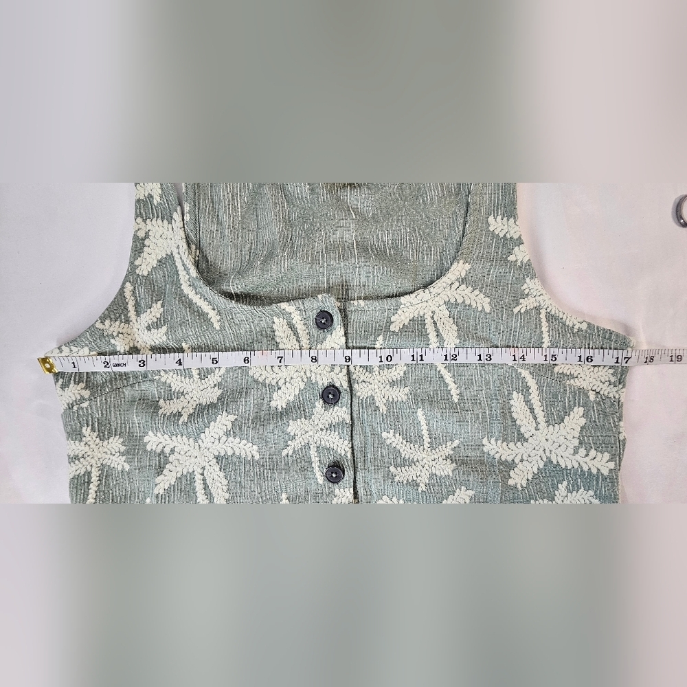 NWT Madewell Women's Sage Jacquard Square-Neck Button-Front Crop Tank Sz S - Picture 10 of 10